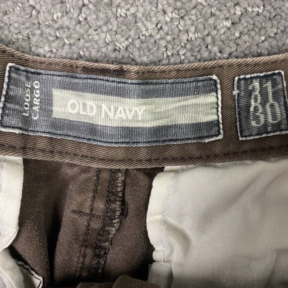 Vintage Old Navy Loose Cargo Pants Men's 31 x 30 Fits 32 x 29 Brown Baggy - Picture 3 of 12